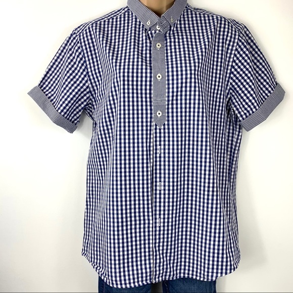 Peter Werth London Blue & White Checked‎ Top - Picture 1 of 8